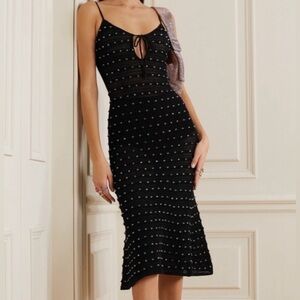 SELF-PORTRAIT Beaded Knit Crochet Black Dress Size 2